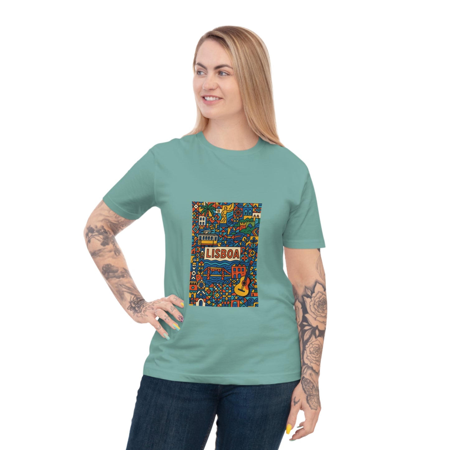 Lisboa Colorful Graphic T-Shirt - Unisex Classic Jersey Tee for Travel Lovers