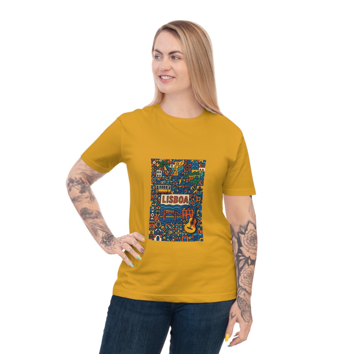 Lisboa Colorful Graphic T-Shirt - Unisex Classic Jersey Tee for Travel Lovers