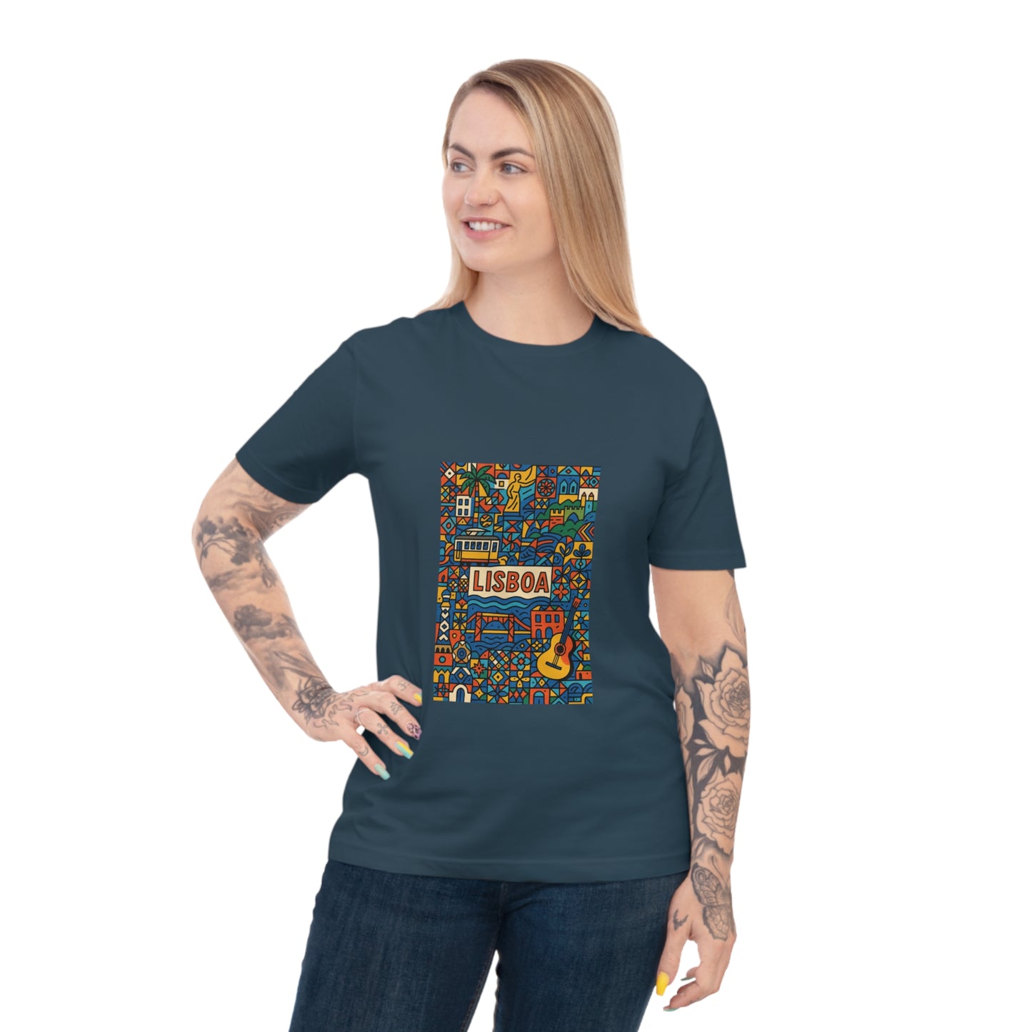 Lisboa Colorful Graphic T-Shirt - Unisex Classic Jersey Tee for Travel Lovers
