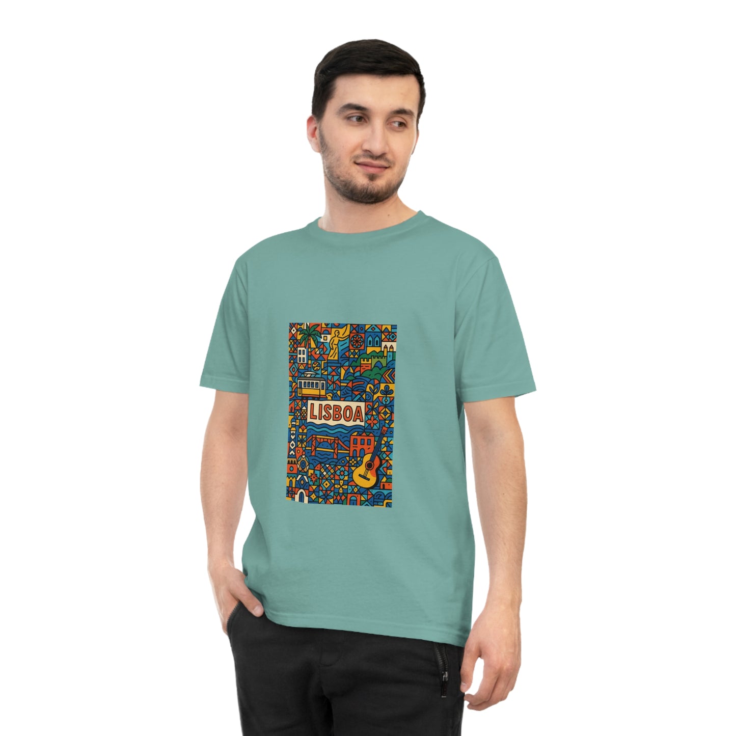 Lisboa Colorful Graphic T-Shirt - Unisex Classic Jersey Tee for Travel Lovers