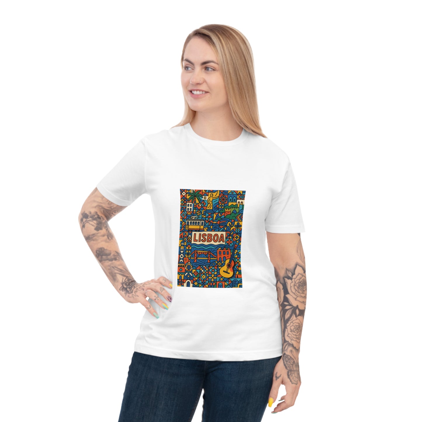 Lisboa Colorful Graphic T-Shirt - Unisex Classic Jersey Tee for Travel Lovers