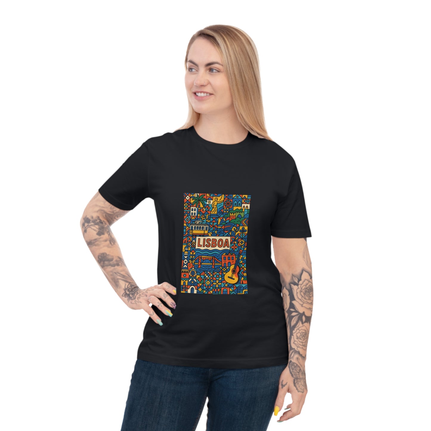 Lisboa Colorful Graphic T-Shirt - Unisex Classic Jersey Tee for Travel Lovers