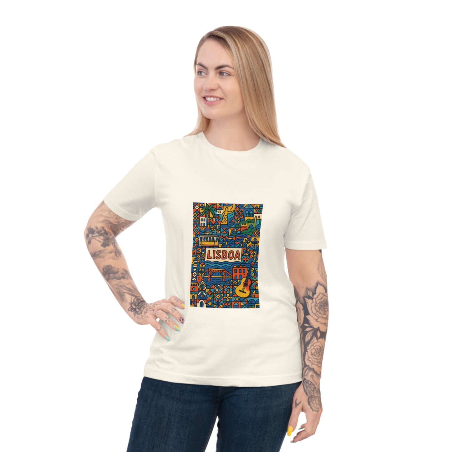 Lisboa Colorful Graphic T-Shirt - Unisex Classic Jersey Tee for Travel Lovers